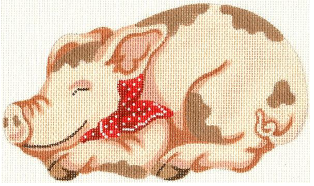silver needle pink pig ornament needlepoint canvas
