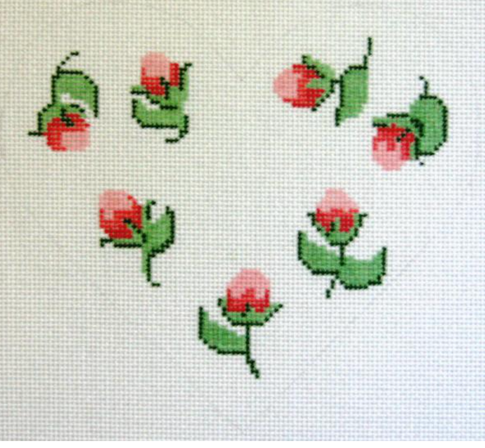 silver needle rosebud heart pillow