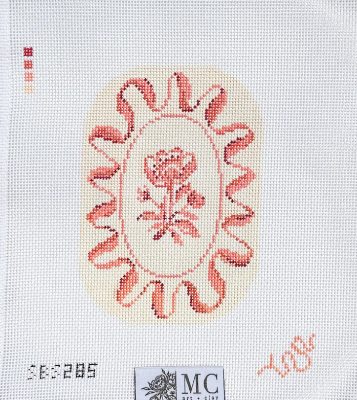 spellbound stitchery Camelia Waves in Blush needlepoint canvas