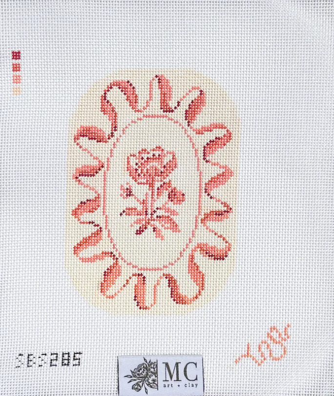 spellbound stitchery Camelia Waves in Blush 13 Mesh needlepoint canvas