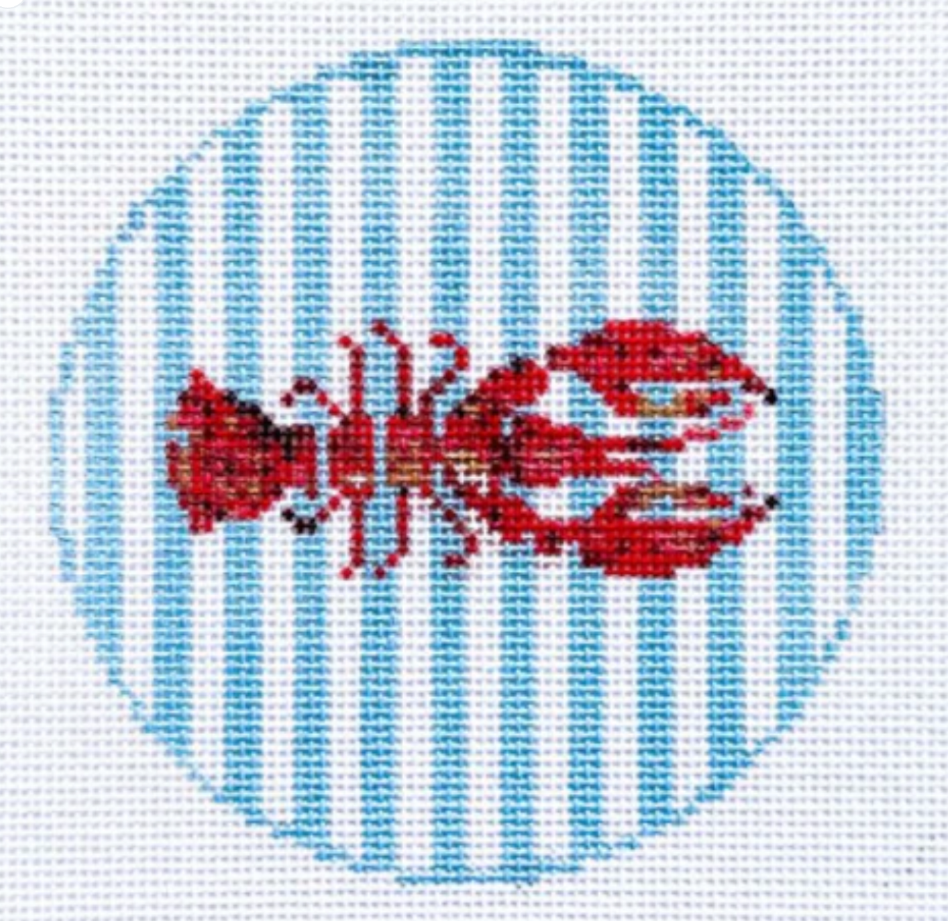 spruce st striped lobster round ornament needlepoint canvas