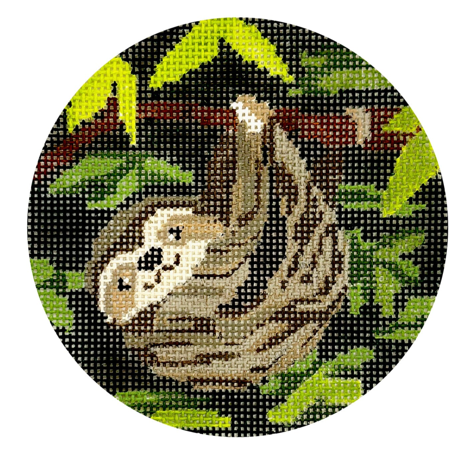 starke art Sloth Round needlepoint canvas