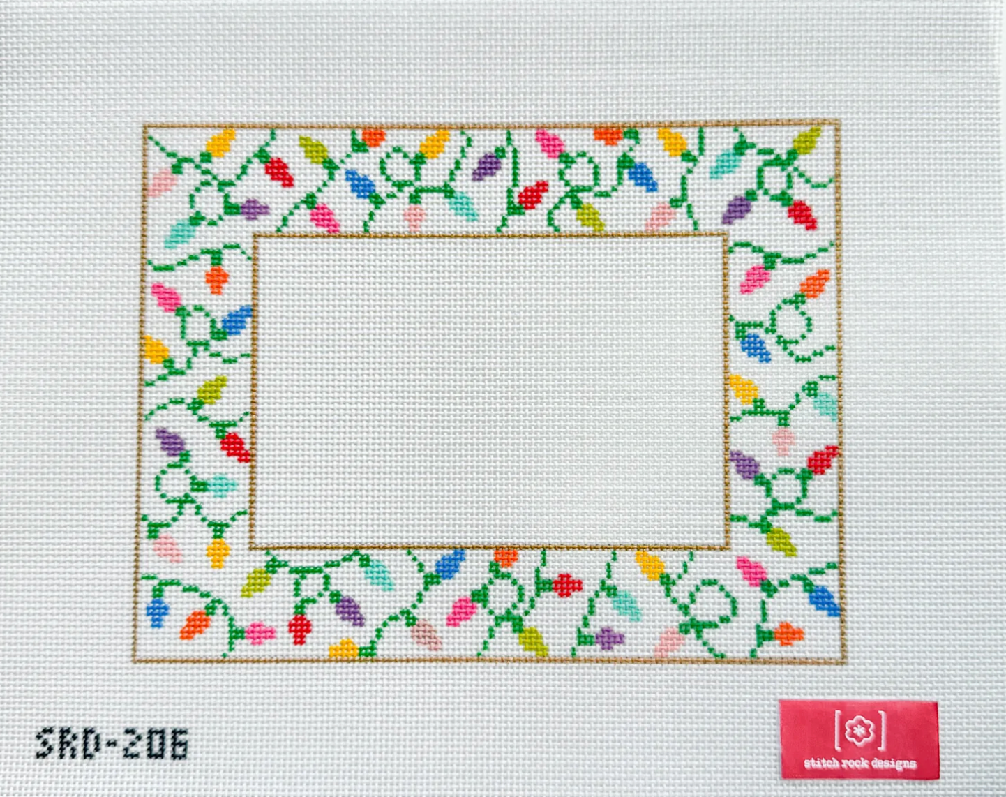 stitch rock Christmas Lights Frame needlepoint canvas