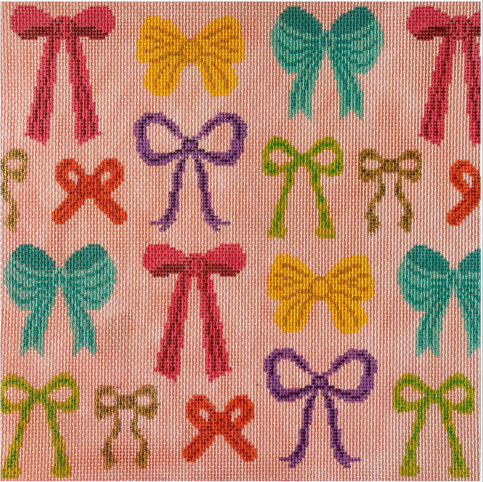 stitch rock Ribbons and Bows Pillow needlepoint canvas