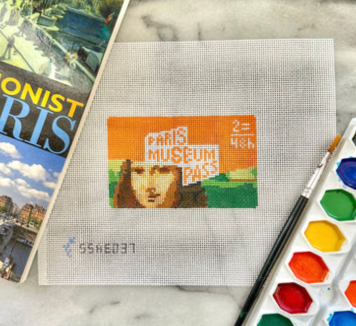 stitch style Paris Museum Pass needlepoint canvas