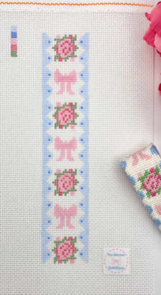 stitched bowique Bows and Roses Key Fob needlepoint canvas