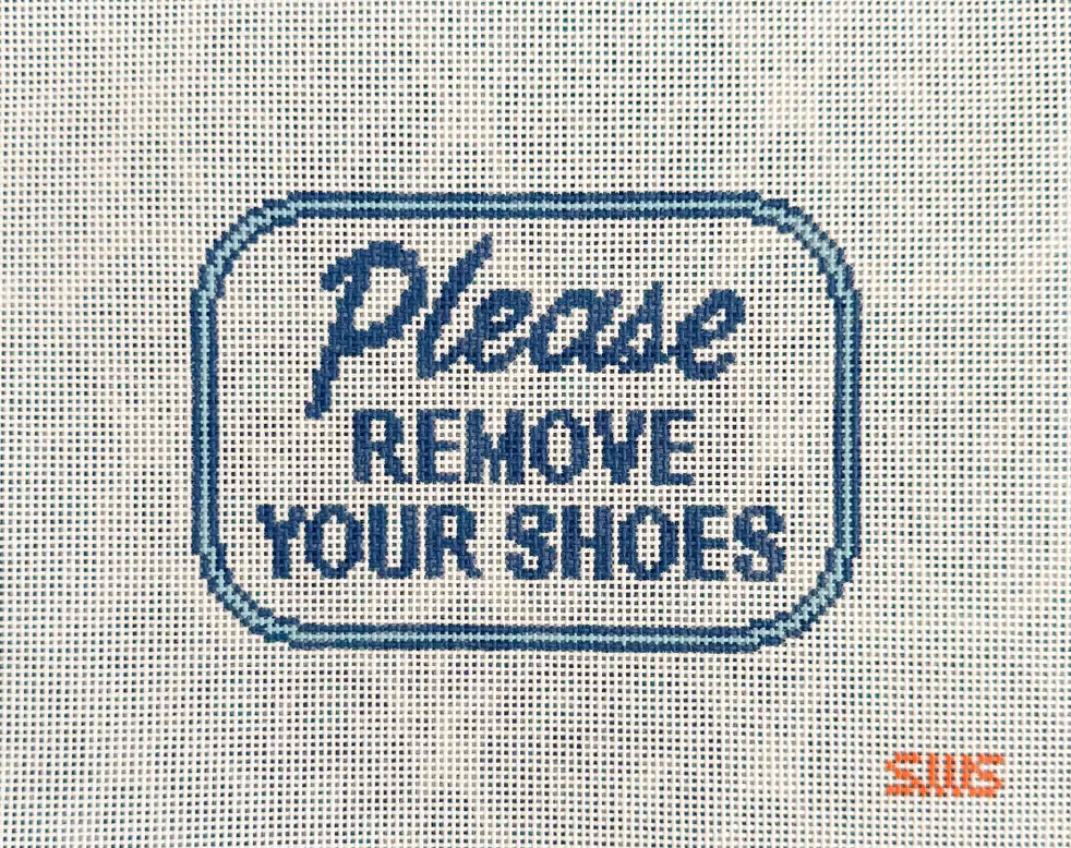 stitching with stacey Please Remove Your Shoes needlepoint canvas