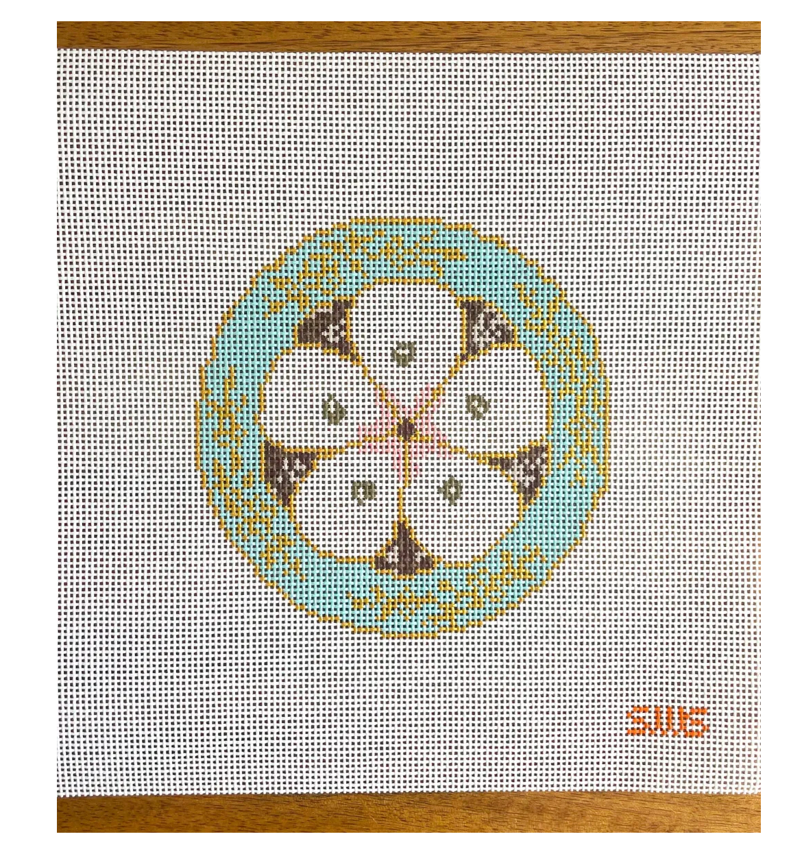 stitching with stacey Turquoise Oyster Plate 13 Count needlepoint canvas