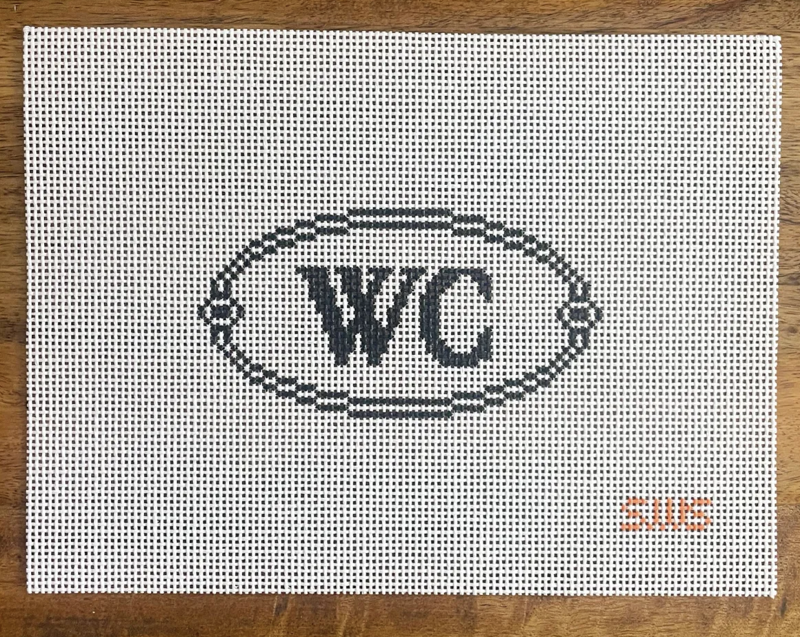 stitching with stacey oval water closet wc needlepoint canvas