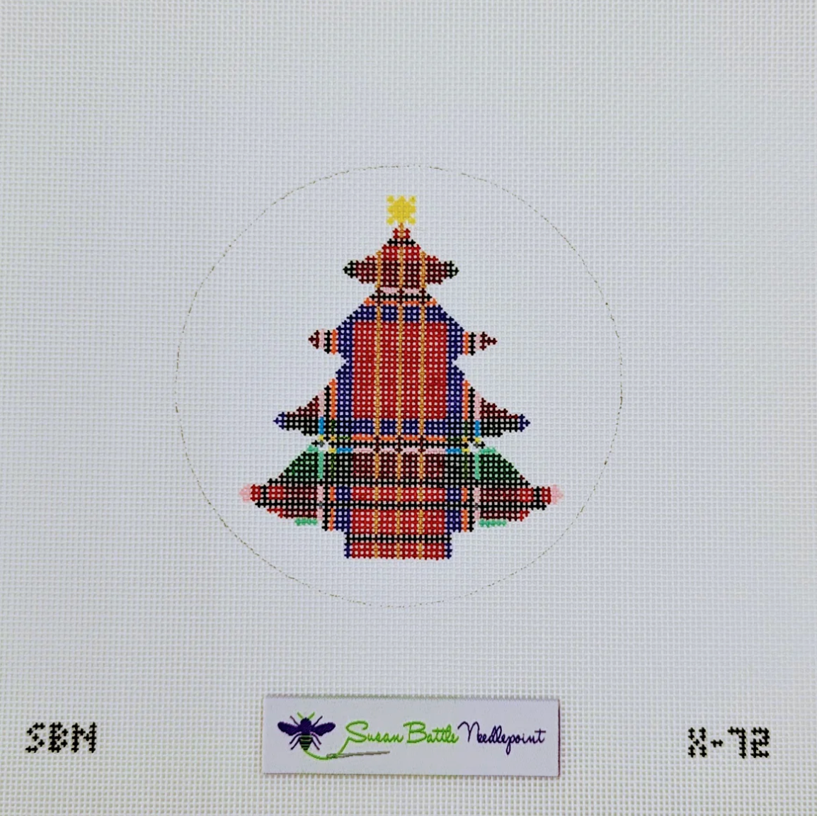 susan battle Plaid Christmas Tree ornament needlepoint canvas