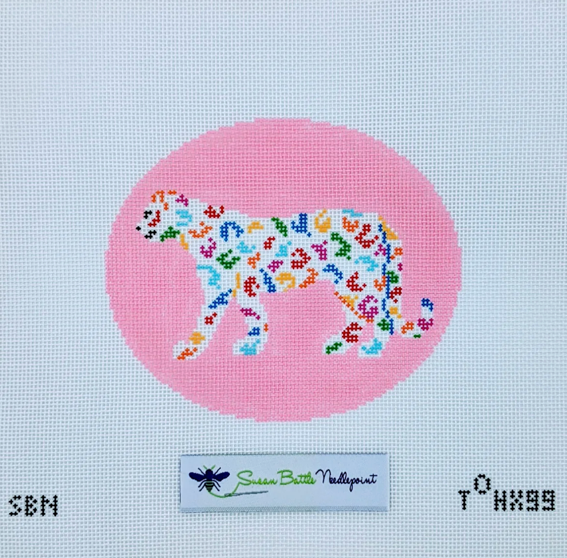 susan battle neon leopard needlepoint canvas