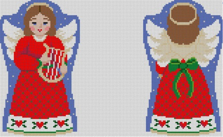 susan roberts Angel with Lyre, 2 Sided needlepoint canvas
