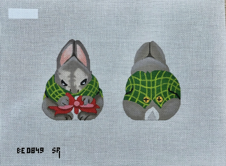 susan roberts Bunny with Present 2 Sided Barbara Eyre needlepoint canvas