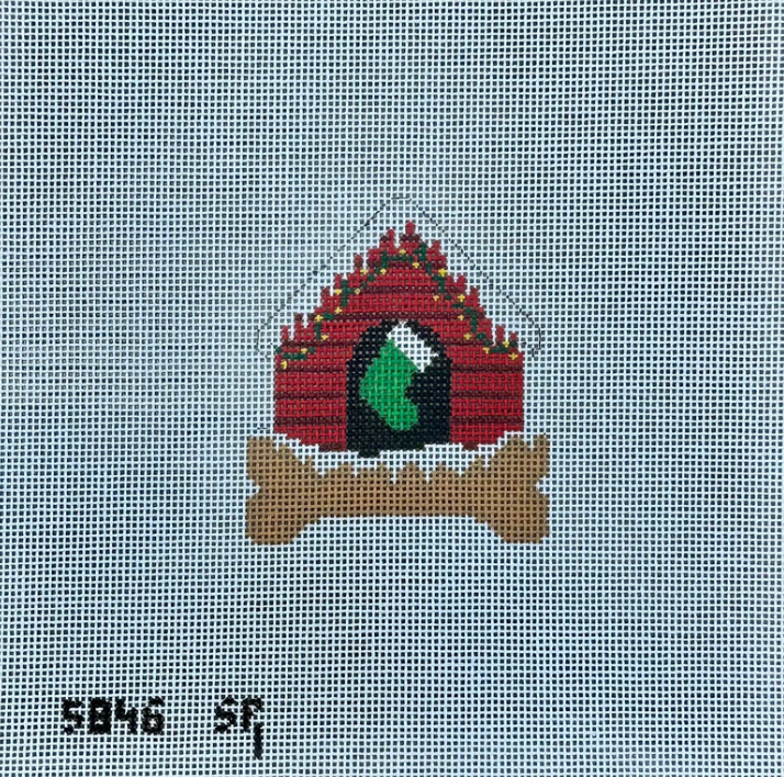 susan roberts Dog Bone House Ornament needlepoint canvas