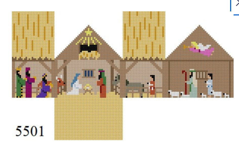 susan roberts Nativity 3D Mini House needlepoint canvas