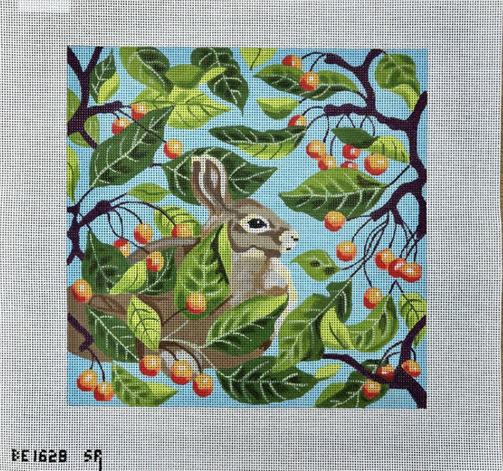 susan roberts Rabbit in Bittersweet needlepoint canvas