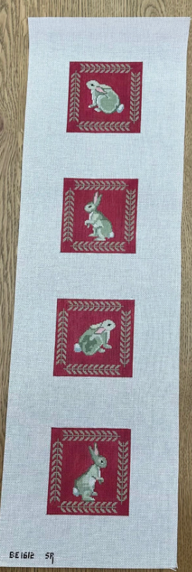 susan roberts Rabbits with Fern Border Coaster Set needlepoint canvas