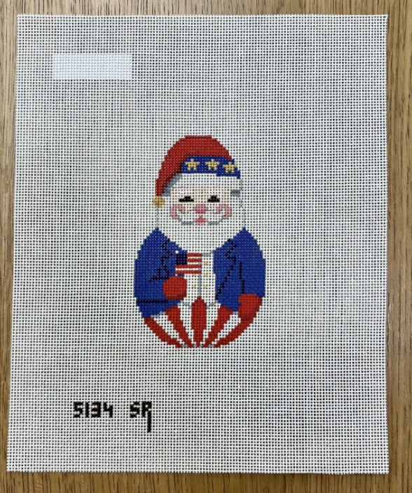 susan roberts Roly Poly US Santa needlepoint canvas