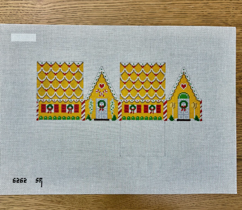susan roberts Scallop Hearts 3D gingerbread House needlepoint canvas