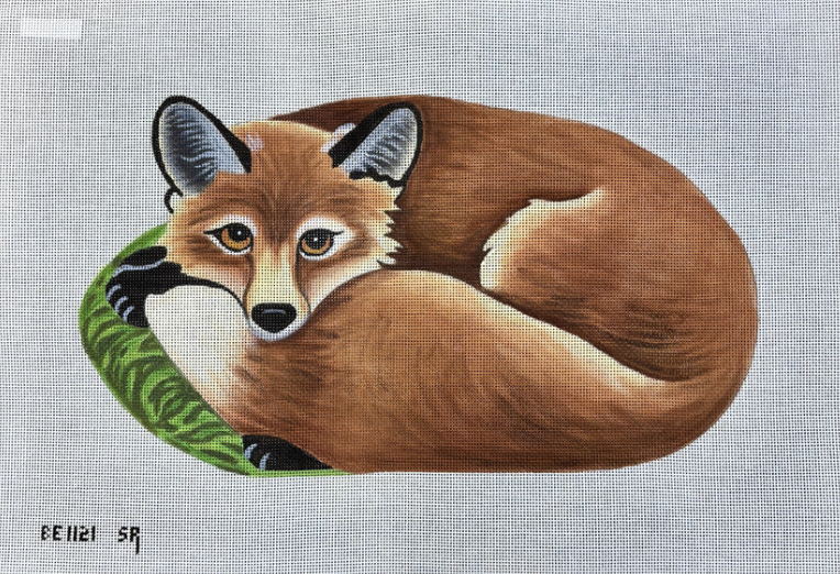 susan roberts Shaped Fox pillow by Barbara Eyre needlepoint canvas