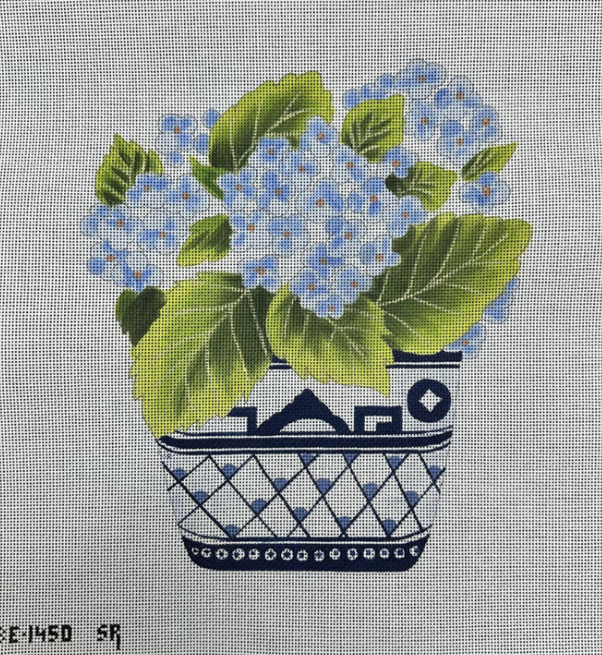 susan roberts barbara eyre Shaped Hydrangea In Willow Ware needlepoint canvas