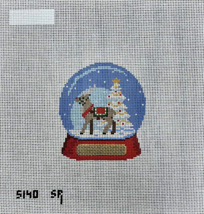 susan roberts Snow Globe Reindeer needlepoint canvas