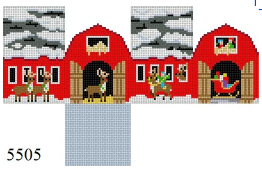 susan roberts reindeer barn mini house needlepoint canvas