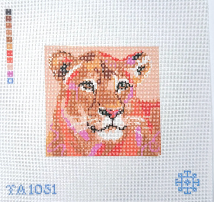 thorn alexander Mini Lioness Printed needlepoint Canvas