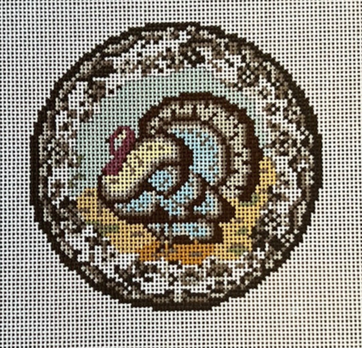 transferware turkey needlepoint canvas