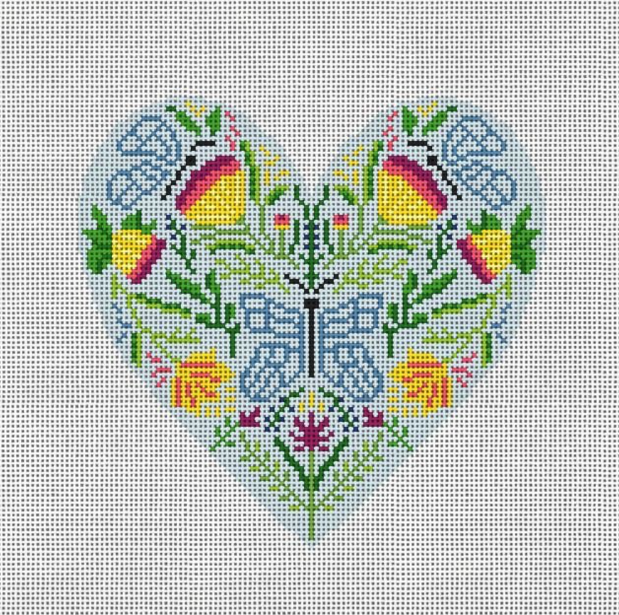 walkers needlepoint folk heart needlepoint canvas