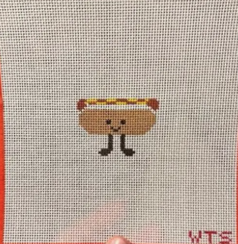 whats the stitch Mini Hotdog needlepoint canvas