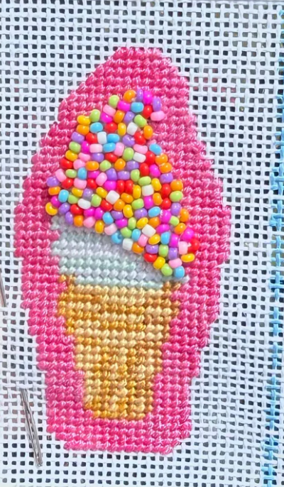 wheelhaus Its Sprinkles Mini Ice Cream Cone bag charm needlepoint canvas