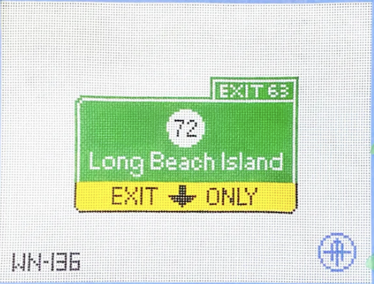 wheelhaus NJ Parkway Beach Exit 63 Sign needlepoint canvas