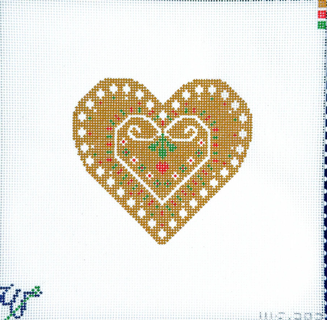wipstitch Gingerbread Heart needlepoint canavs