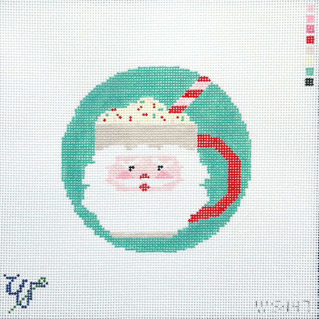 wipstitch Santa Mug Round needlepoint canvas