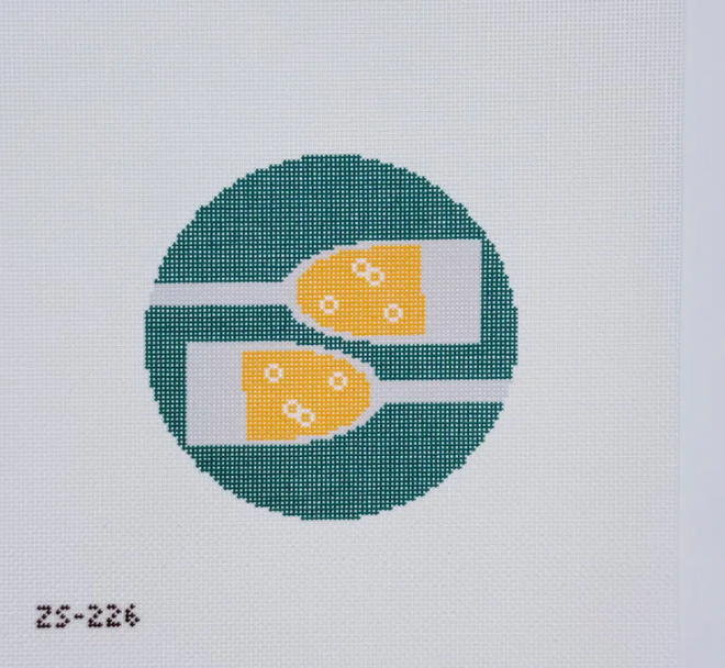 ziggy stitches Bubbly champagne flutes Round needlepoint canvas
