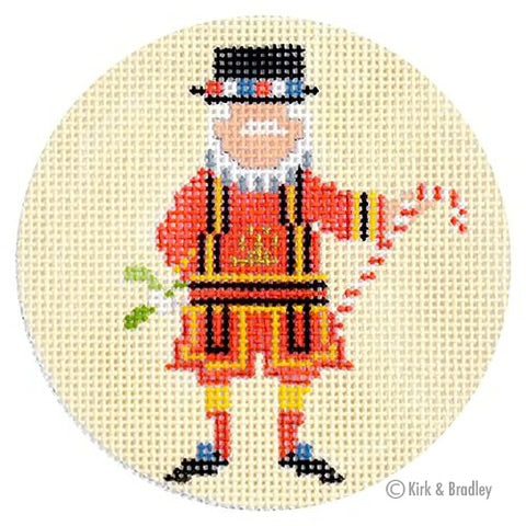 Yeoman of the guard christmas in london bradley needlepoint round ornament 