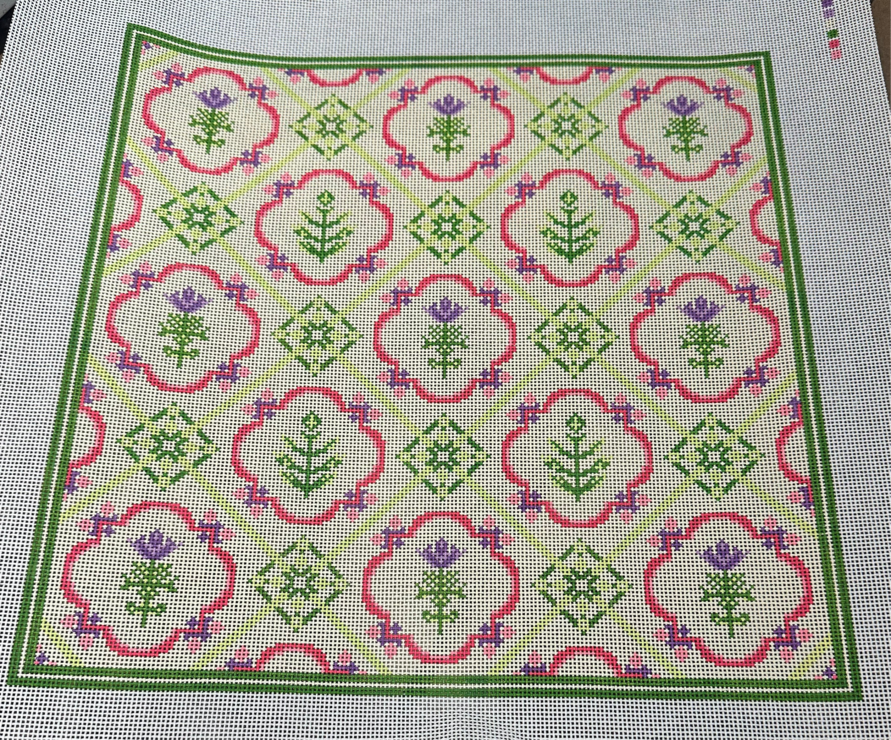 Green Heart Needlepoint: Floral Tile