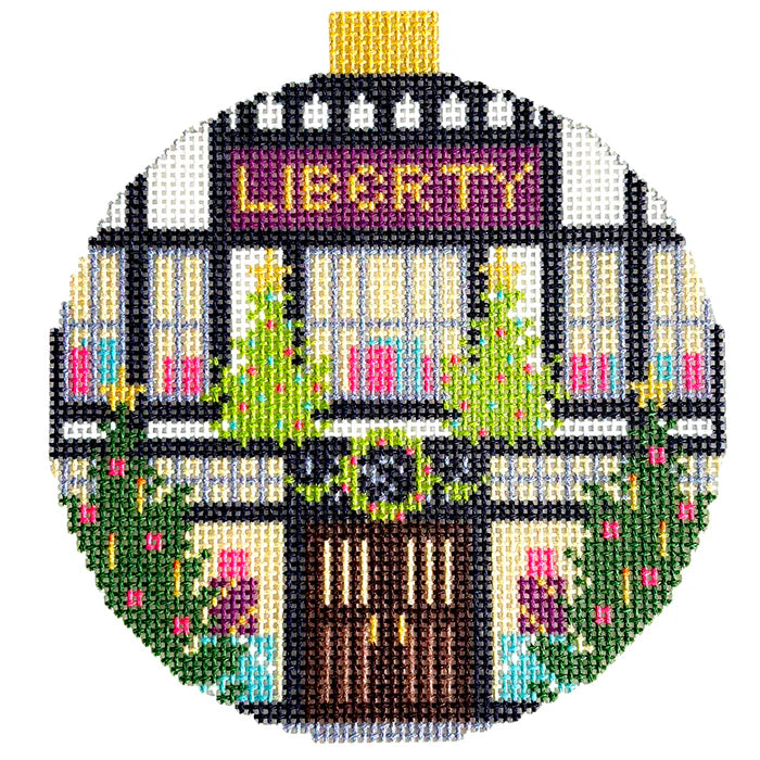London Storefront liberty bradley needlepoint ornament