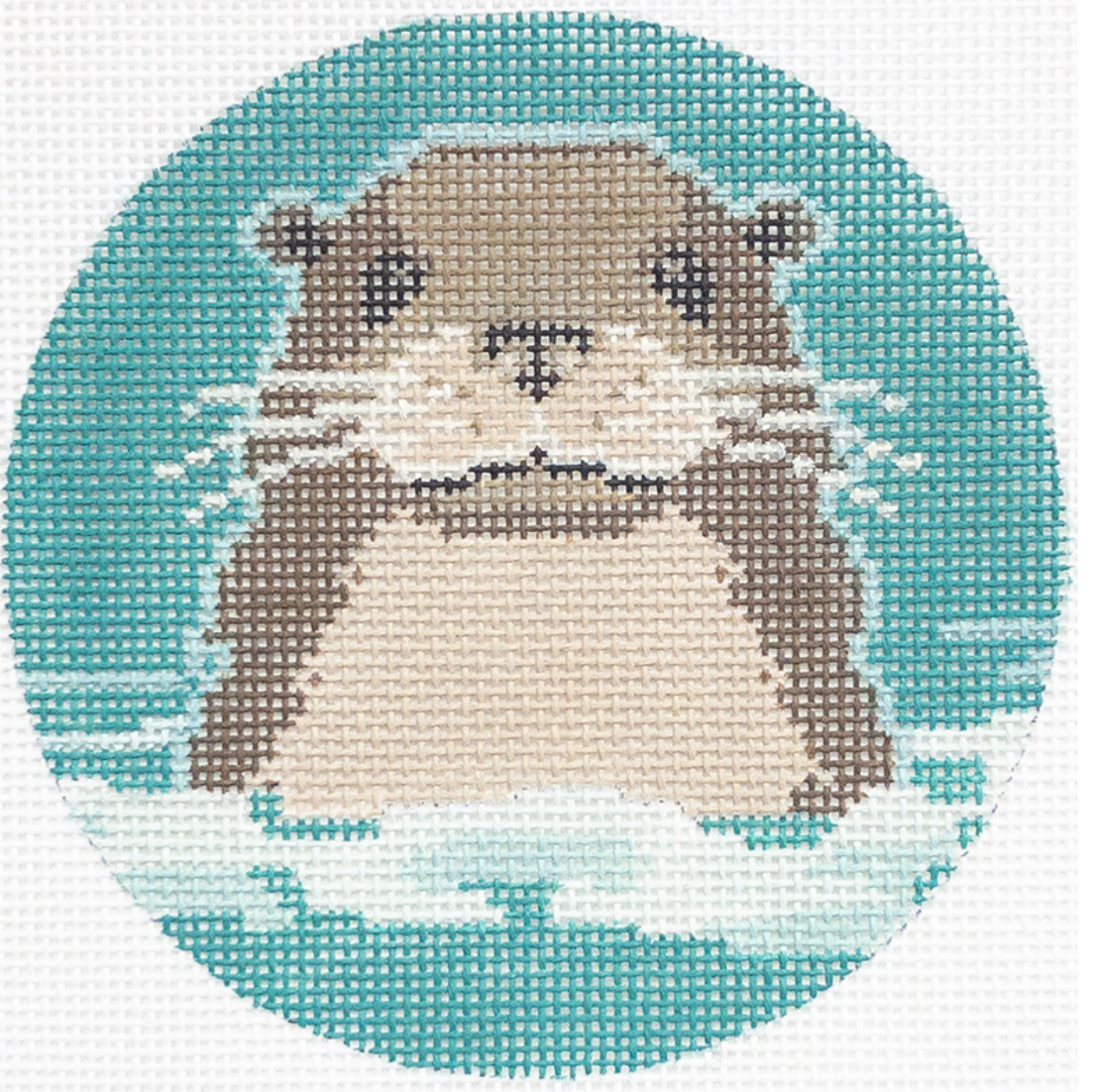 3 kittens Otter Round needlepoint canvas