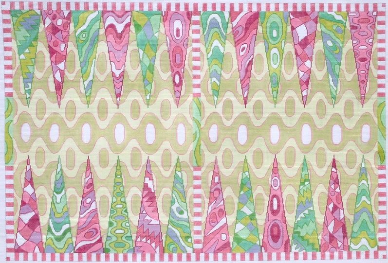 Backgammon Board Canvas – Pucci – pinks, greens, lavenders & coral