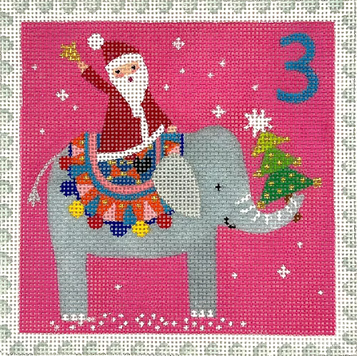 Advent Stamp #3 Santa on Elephant
