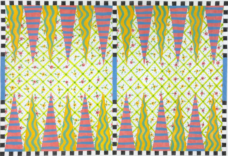 Backgammon Board Canvas – McKenzie-Childs-inspired – black, white & multi