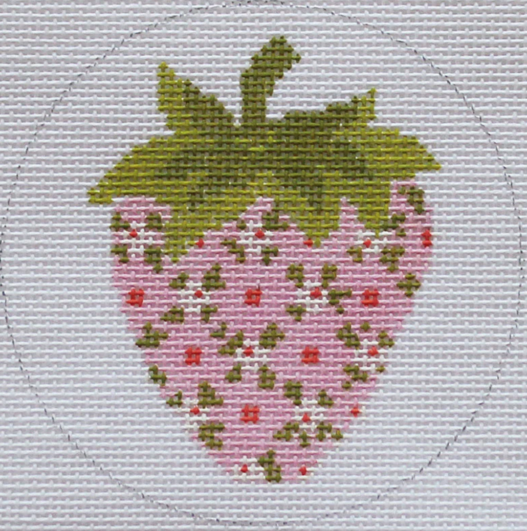 Abigail Cecile Strawberry: Pink with White flowers needlepoint canvas