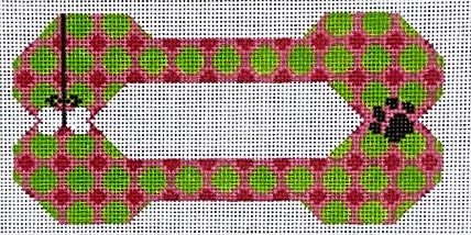 BP Designs: Dog Bone - Paw & Bone - Green and Fuchsia
