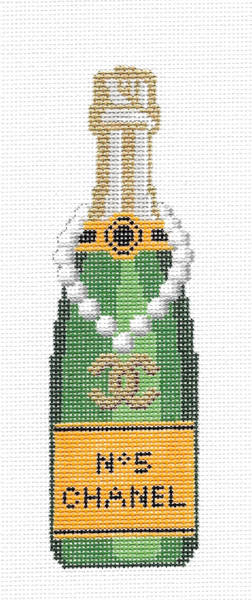 CC chanel No 5 Champagne Veuve Bottle needlepoint canvas