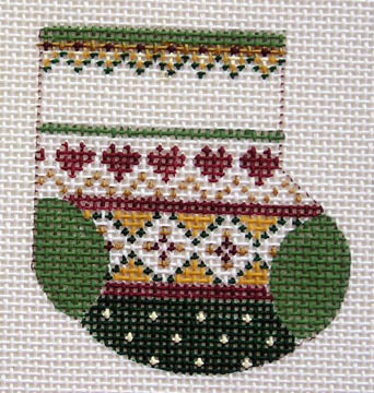 Designs by Dee: Five Hearts with space for Name - Wee Stocking (18Mesh)