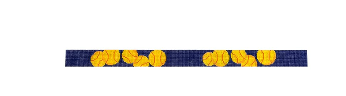 Elm tree needlepoint Tennis Ball on Blue Dog Collar canvas