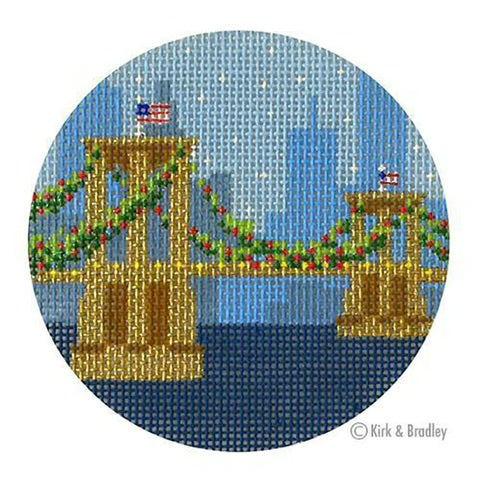 Brooklyn bridge round ornament christmas