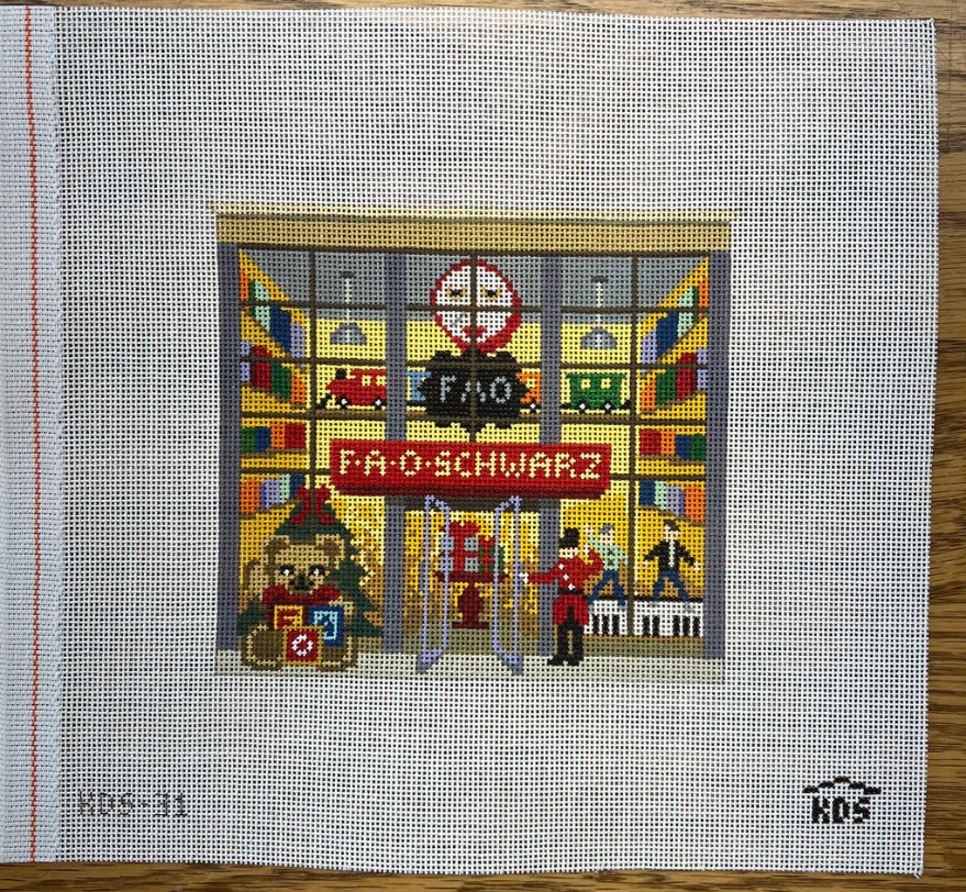 Gingham stitchery fao schwartz storefront needlepoint canvas
